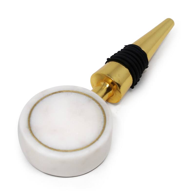 Bottle Stopper with White Marble Head