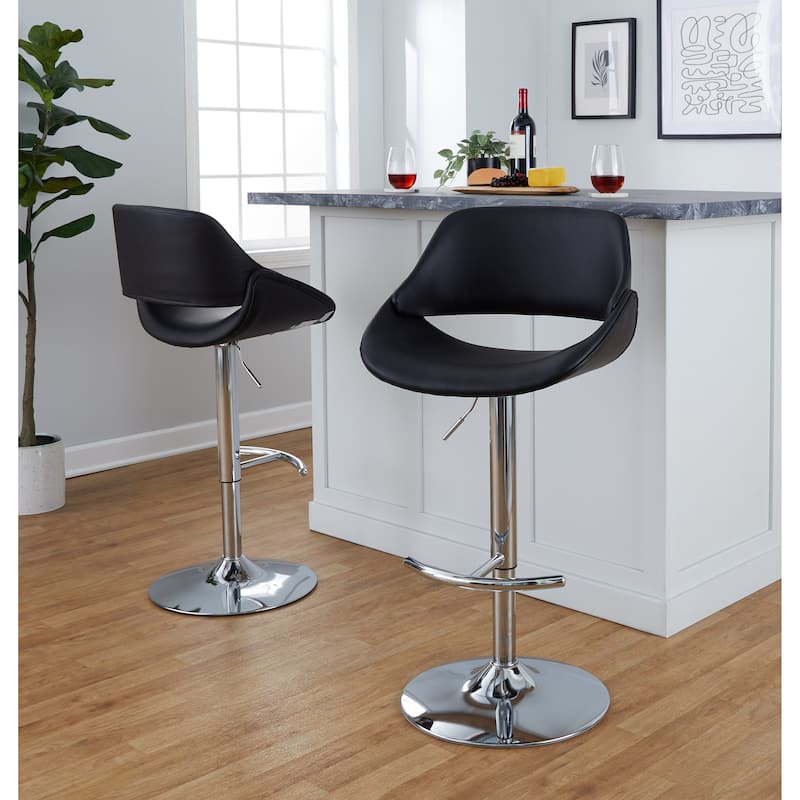 Silver Orchid Svellingen Adjustable Bar Stool with Rounded T Footrest - Set of 2