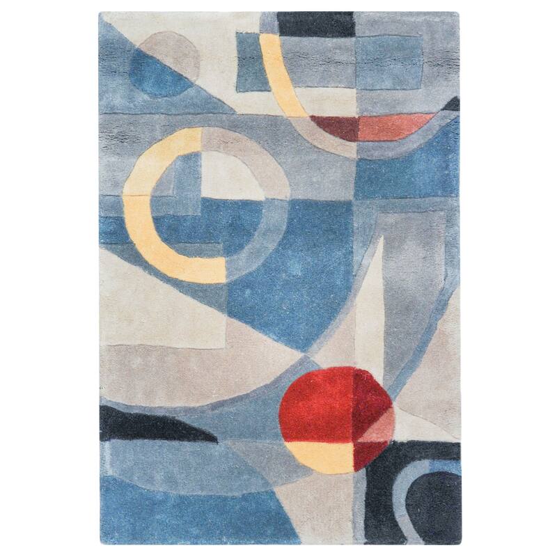 SAFAVIEH Rodeo Ula Necibe Hand-tufted Wool Retro Area Rug - 2' x 3' - Blue/Multi