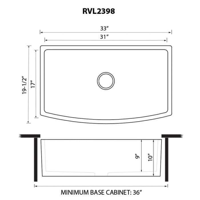 Ruvati 33 inch Fireclay White Farmhouse Kitchen Sink Bow Front Curved Apron Single Bowl - RVL2398WH