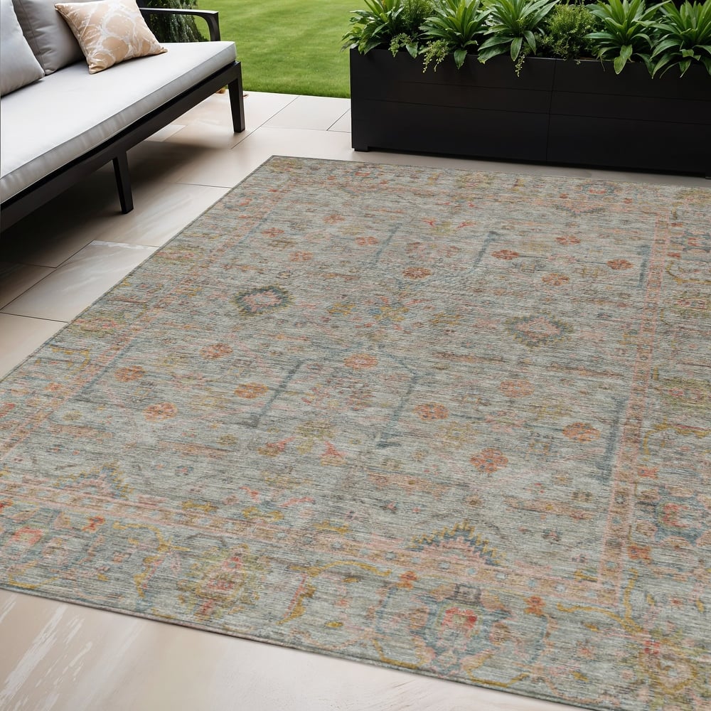 HomeRoots Floral Traditional Rectangle Outdoor Rug