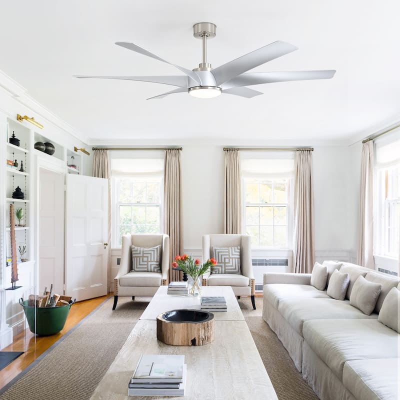 65-in Indoor Large LED Ceiling Fan with Light Remote (6-Blade)