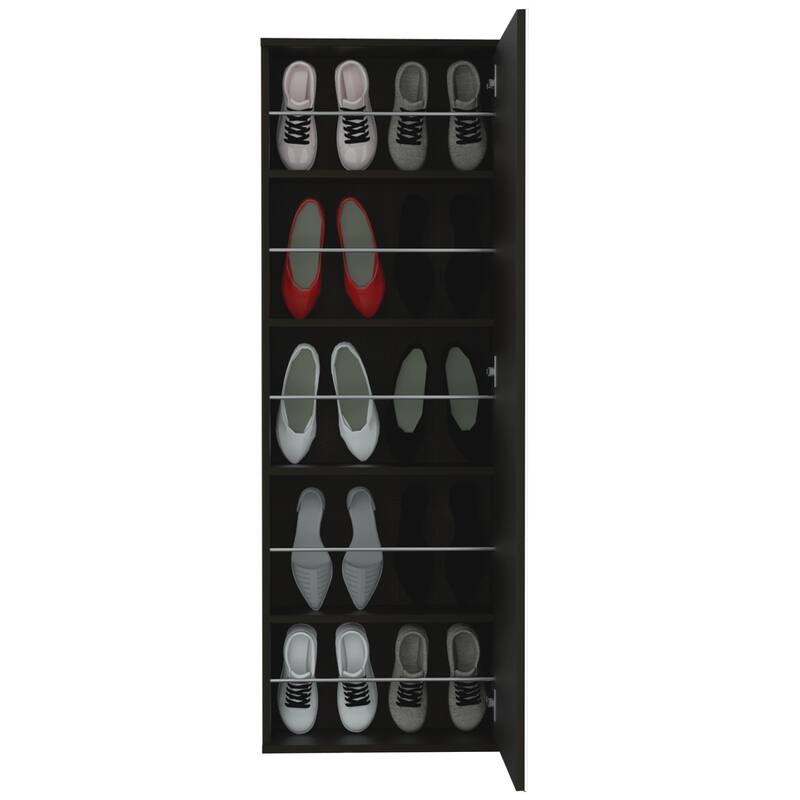 Connecticut Wall Mounted Mirror Shoe Rack with 5 Internal Shelves, 10 Shoe Capacity