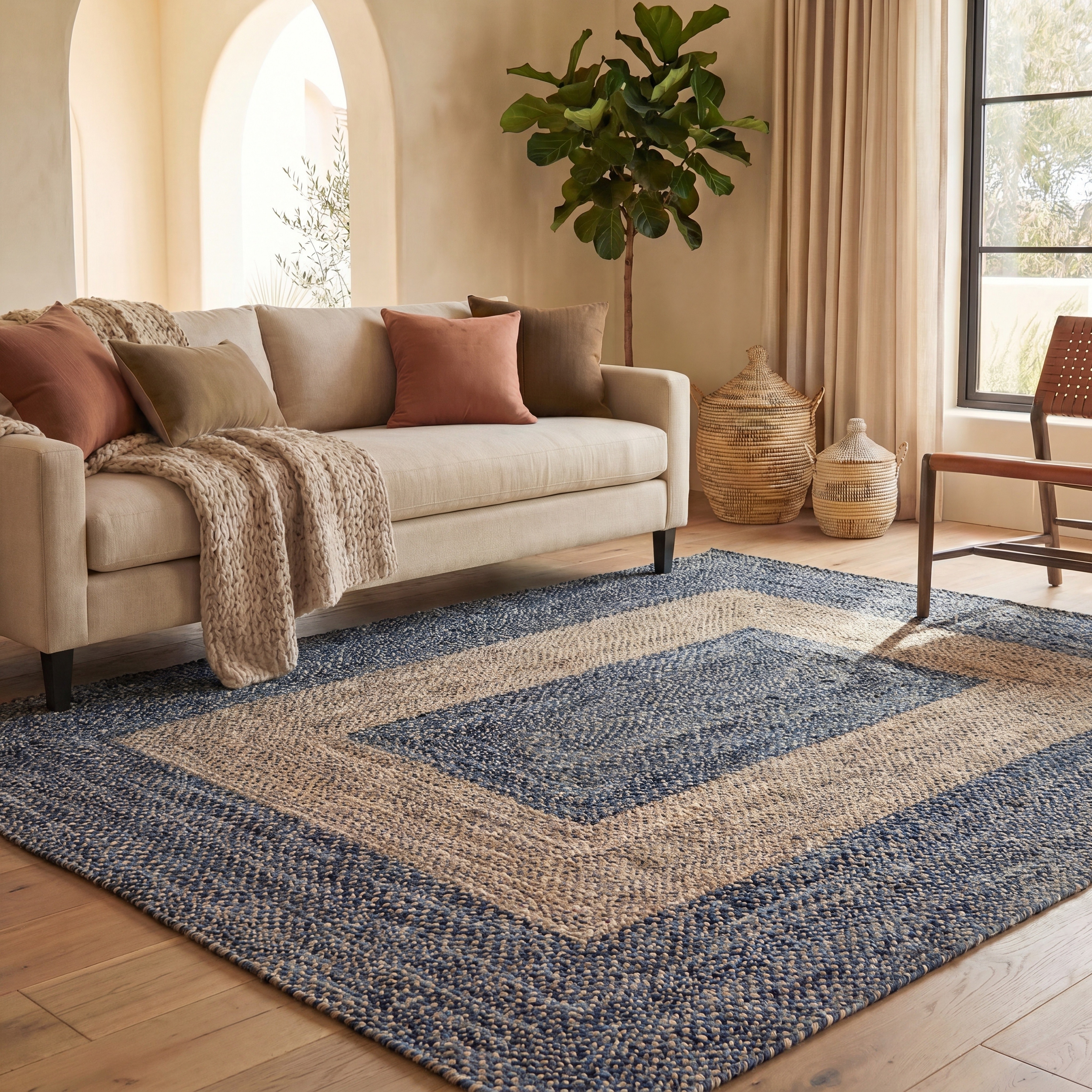 SAFAVIEH Handmade Braided Valida Jute & Cotton Reversible Rug