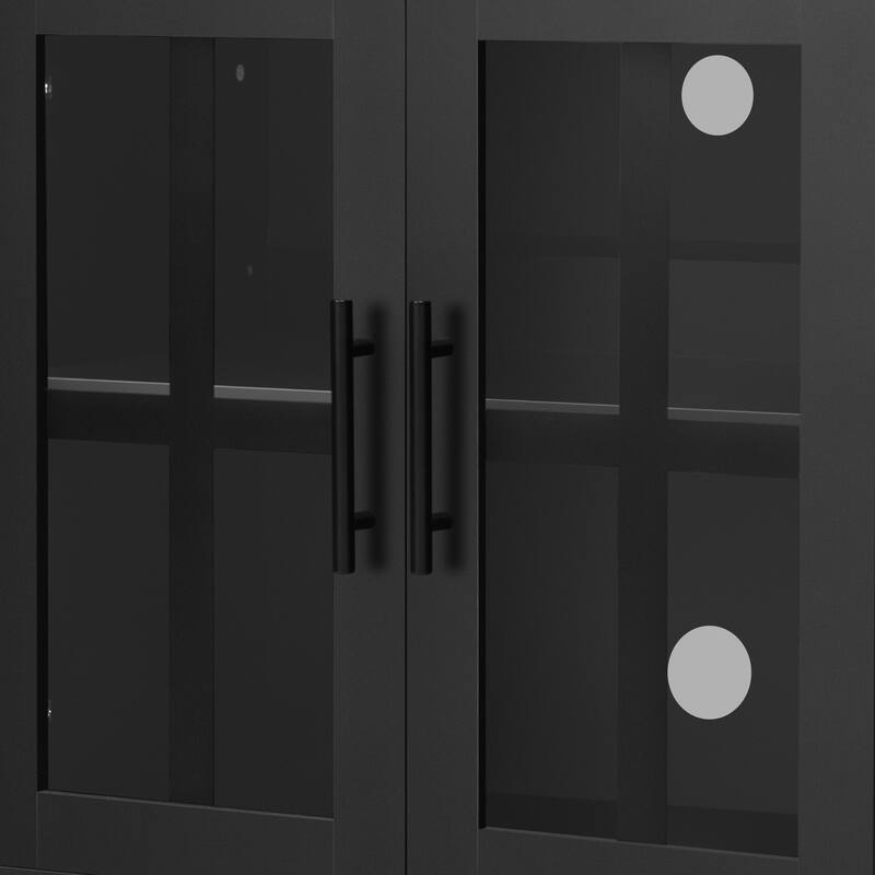 Modern Wall Unit Entertainment Center for TV up to 80 Inches with Bookshelves & Cabinets - 95.5" D x 15.7" W x 78.7" H