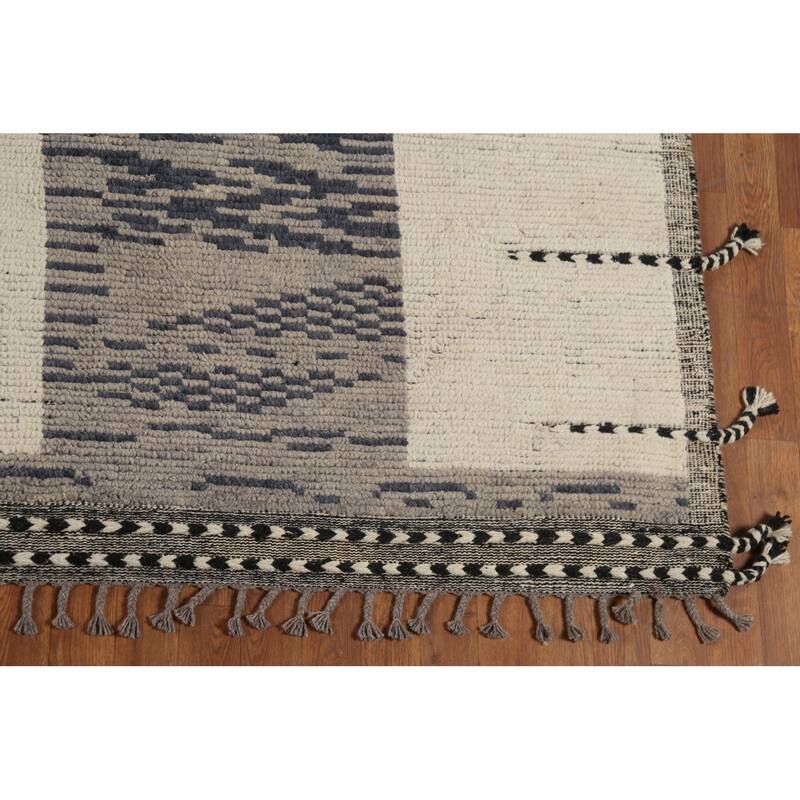Moroccan Modern Area Rug Hand-Knotted Wool Carpet - 8'11"x 13'1"