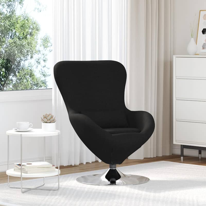 vidaXL Egg Chair Black/Dark Grey Fabric - 24.8 x 28.7 x 35.4 - Black