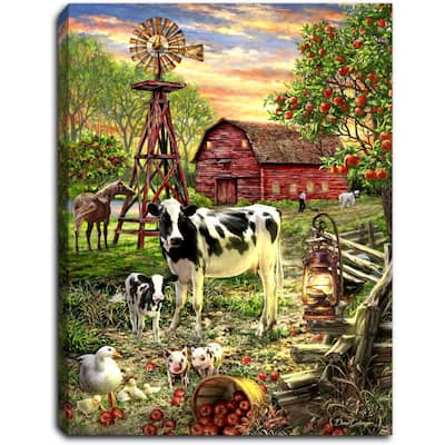 8" Red and White Old Country Farm LED Lighted Canvas Tabletop Decor