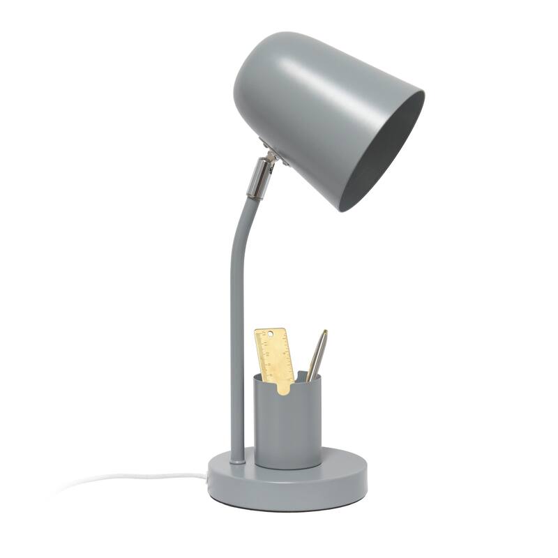 Desk Lamp with Adjustable Shade and Pen Holder - 15.75" - Gray