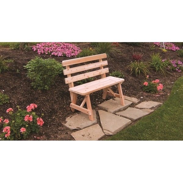 slide 1 of 12, Cedar 2' Traditional Backed Bench