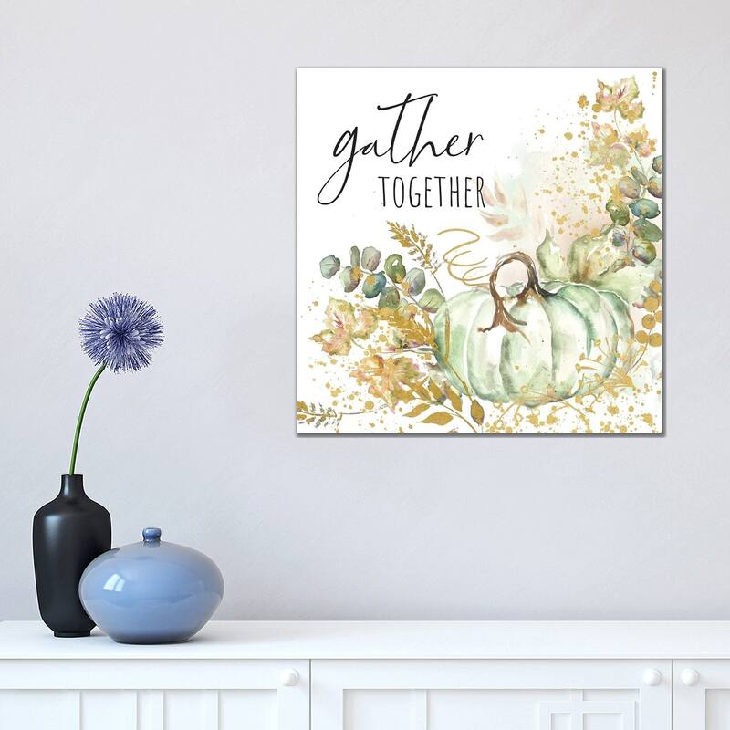 iCanvas "Ghost Pumpkin Harvest Sentiment II" by Tre Sorelle Studios Canvas Print - 18x18x1.5