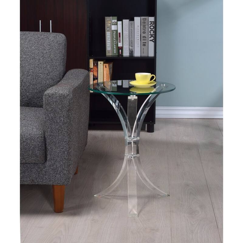 Contemporary Acrylic Accent Table With Glass Top, Clear - crean