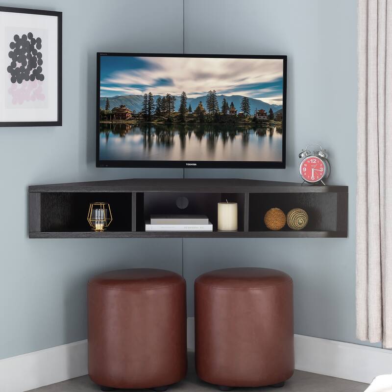Furniture of America Sukhumi Transitional 47-inch 3-Shelf Wall-Mounted Corner TV Console