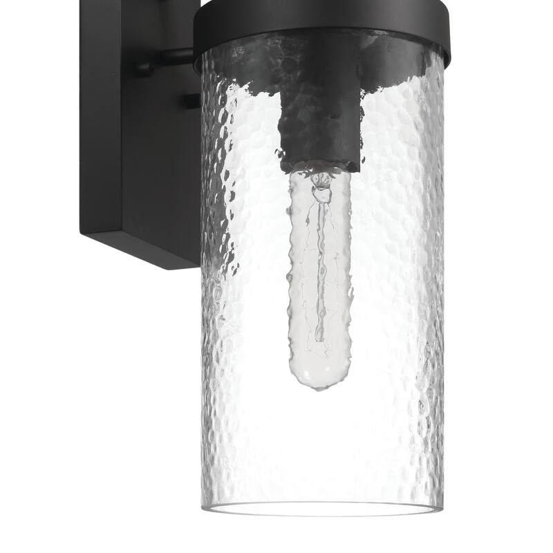 Aria Textured Water Glass and Metal Wall Mounted Outdoor Light - 6.7"L x 5.3"W x 12.5"H