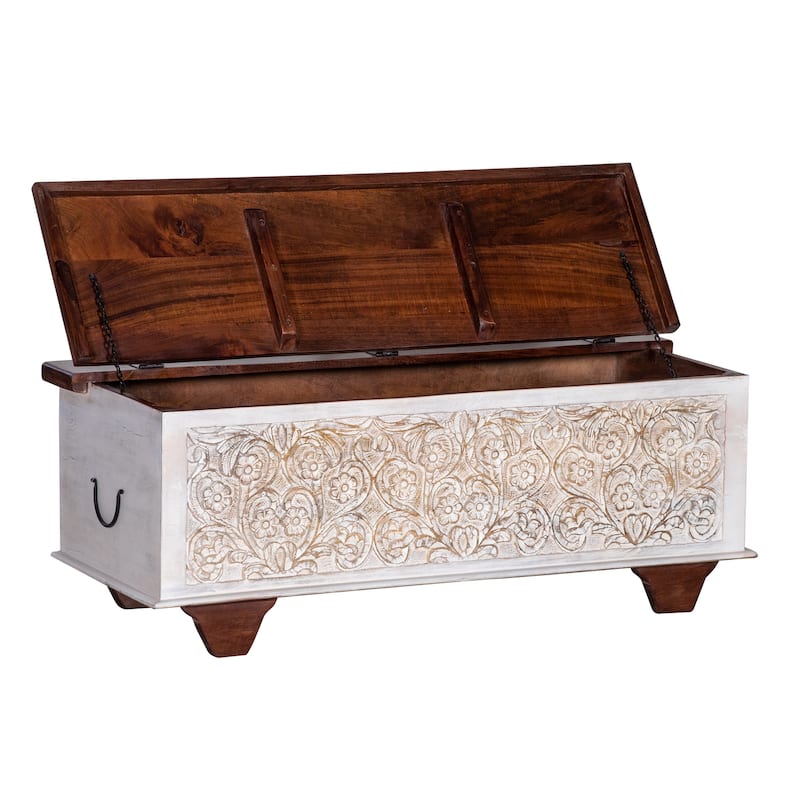 Maadze Shabby Chic 42.5 inch long Carved Storage Trunk