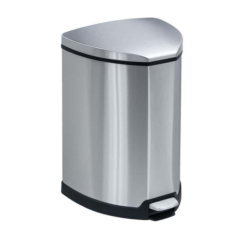 4 Gallon Step Open Trash Can, Small Stainless Steel Garbage Can - Silver