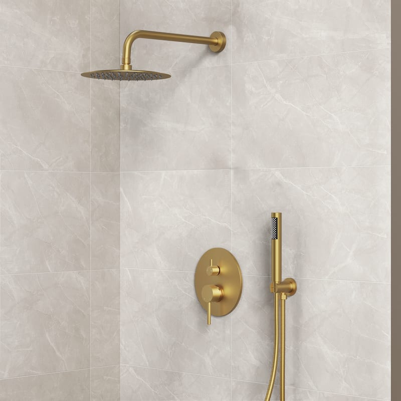 Pressure Balance Shower System with 10" Rainfall Shower Faucet and Handheld Shower Spray
