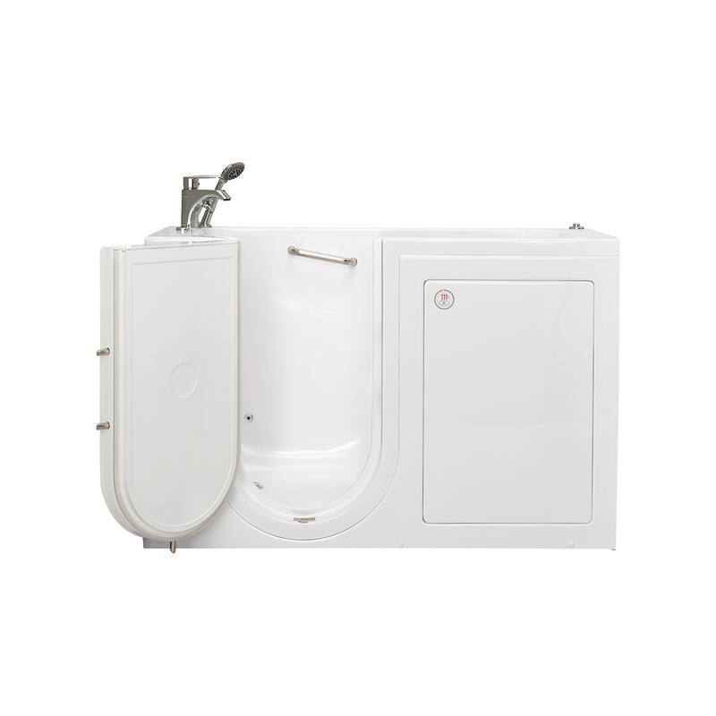 Ella Lounger 27"x60" Acrylic Hydro Massage Walk-In Bathtub with Outward Swing Door, 2 Piece Fast Fill Faucet, 2" Dual Drain