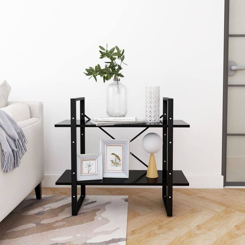 vidaXL 2-Tier Book Cabinet Black 31.5"x11.8"x27.6" Chipboard - 31.5" x 11.8" x 27.6" - 31.5" x 11.8" x 27.6"