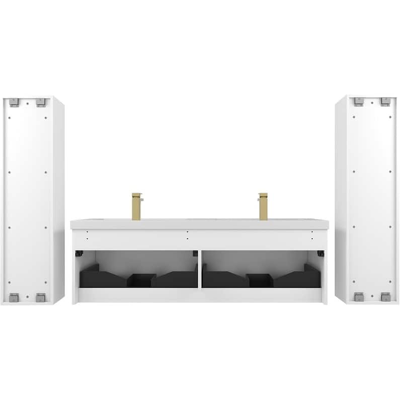 Blossom Positano 60" Floating Double Sink Vanity with Side Cabinets