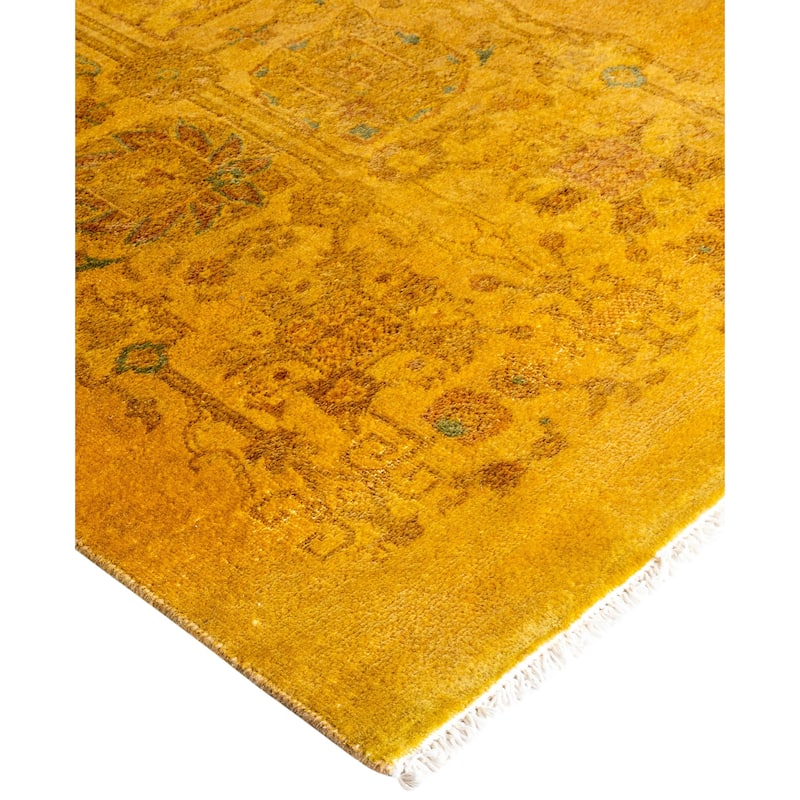 Overdyed One-of-a-Kind Hand-Knotted Area Rug - Yellow - 2' 6" x 16' 2"