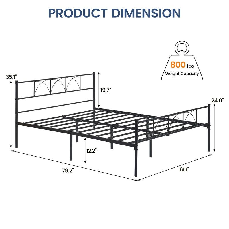 14 Inch Bed Frame with Headboard and Footboard