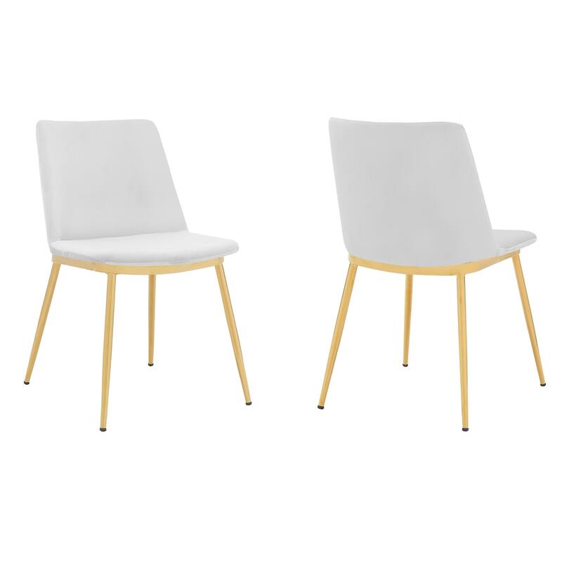 Messina Modern Velvet and Gold Metal Leg Dining Room Chairs - Set of 2