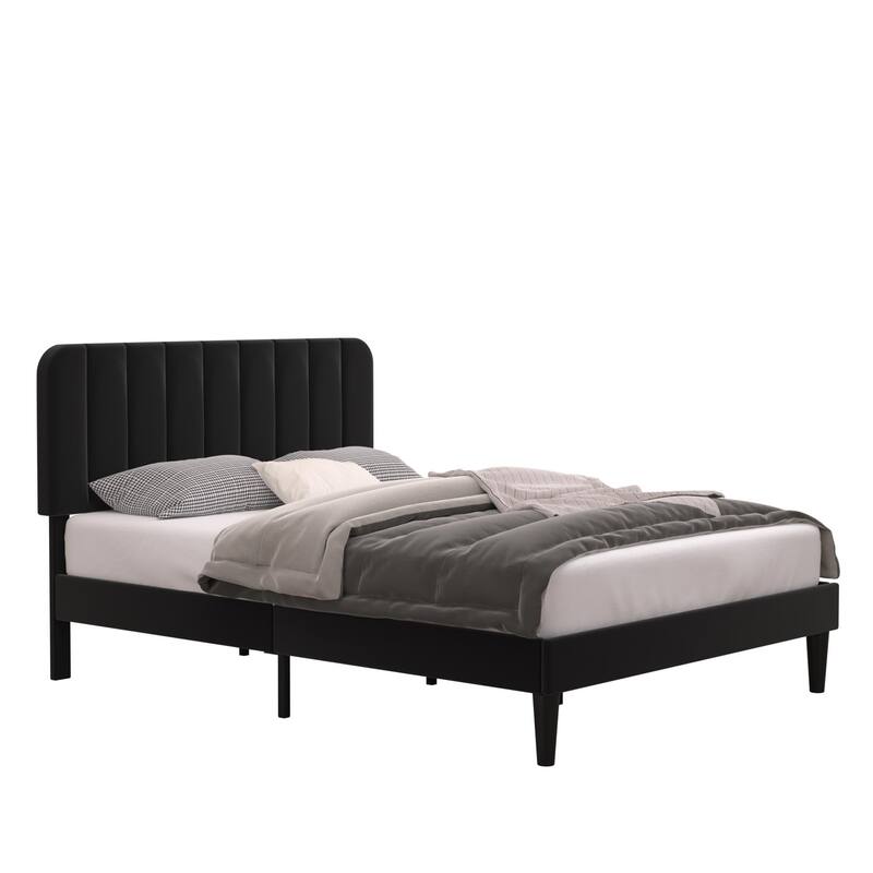 Javlergo Upholstered Bed Frames with Height-adjustable Headboard