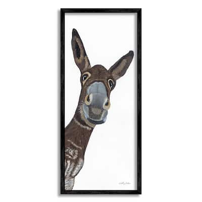 Stupell Donkey Peering Happily Casual Farm Animal Portrait Framed Wall Art, Design by Ashley Justice