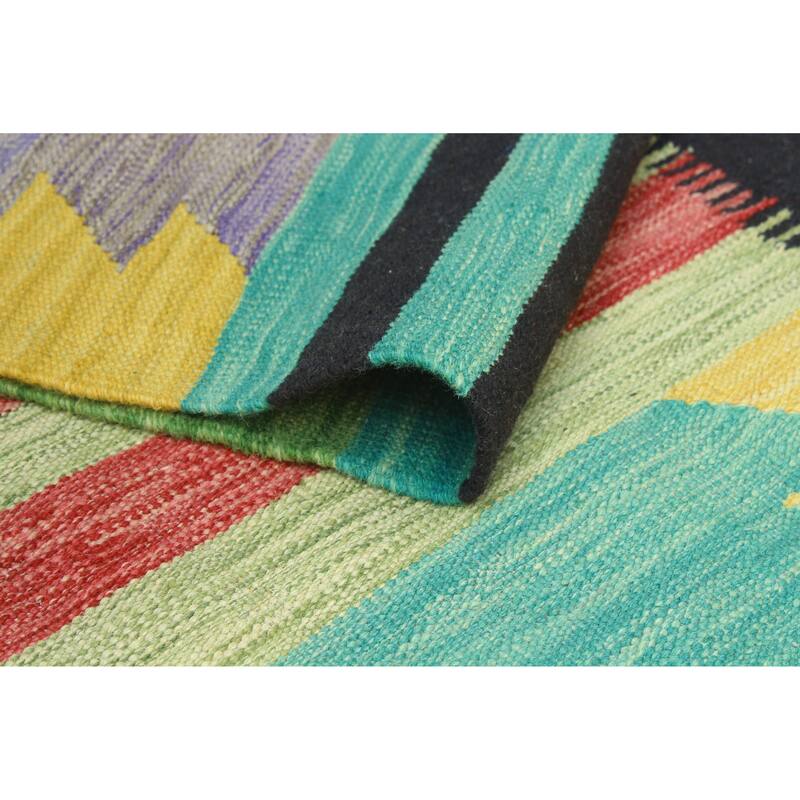 Modern Flatweave Sabrina Ivory/Black Rug - 5'8" x 8'4"