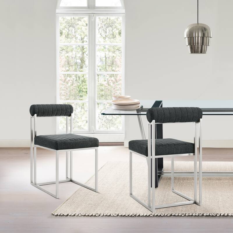 Kai Anastasia 5 Piece Rectangular Glass Dining Table Set with Metal Frame and Upholstered Chairs