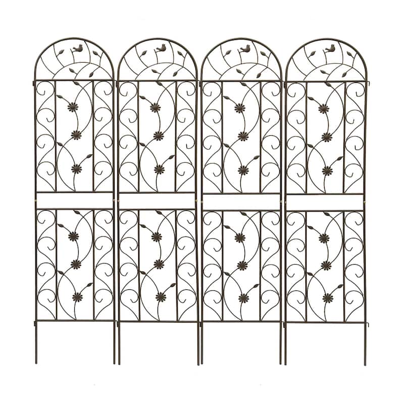 4 Pack Metal Garden Trellis 86.7" x 19.7" Rustproof Trellis for Climbing Plants Outdoor Flower Support Brown