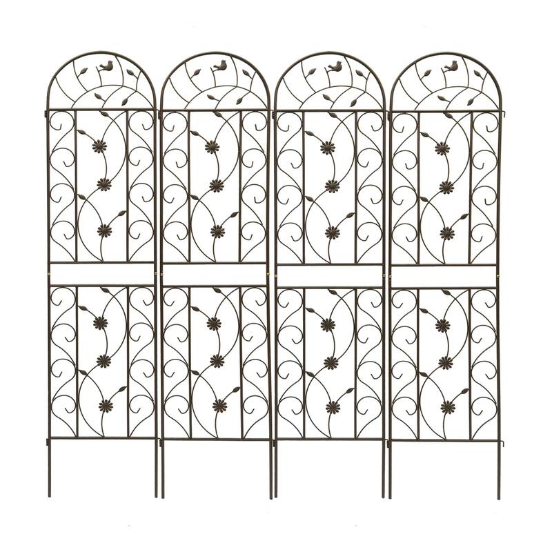 4 Pack Metal Garden Trellis Rustproof Trellis for Climbing Plants Outdoor Flower Support Bird Deco Black