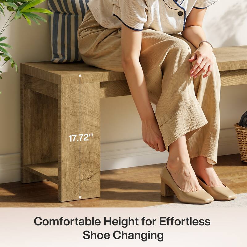 47.2" Wooden Entryway Bench, Modern Farmhouse Shoe Bench