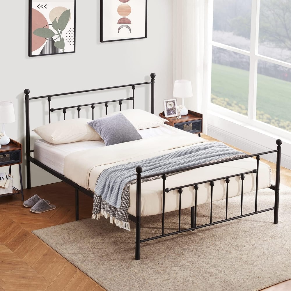 Victorian Platform Bed Frame With Headboard and Footboard Twin/Full/Queen Size Beds