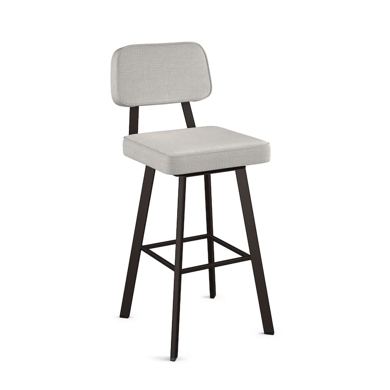 Amisco Clarkson Swivel Counter Stool - Pale Grey Polyester / Dark Brown Metal