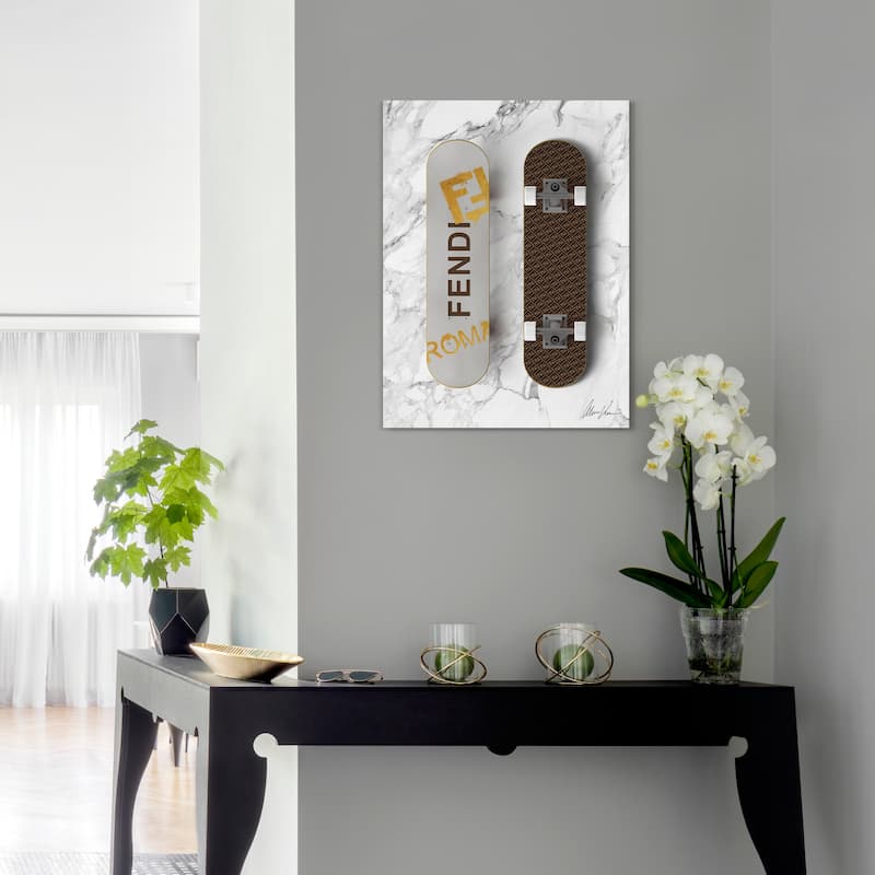 "Style Skate" Frameless Free Floating Tempered Glass Panel Graphic Wall Art Set of 2