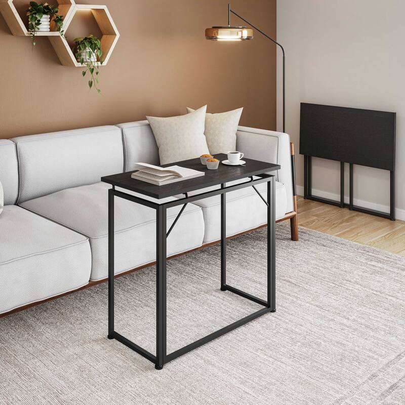 31.5 in. Folding Desk for Small Spaces, No Assembly Required, Black