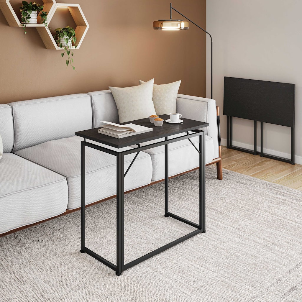 31.5 in. Folding Desk for Small Spaces, No Assembly Required, Black