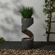 preview thumbnail 22 of 34, 32-Inch Modern Polyresin LED Spiral Outdoor Fountain With Small Planter by Glitzhome