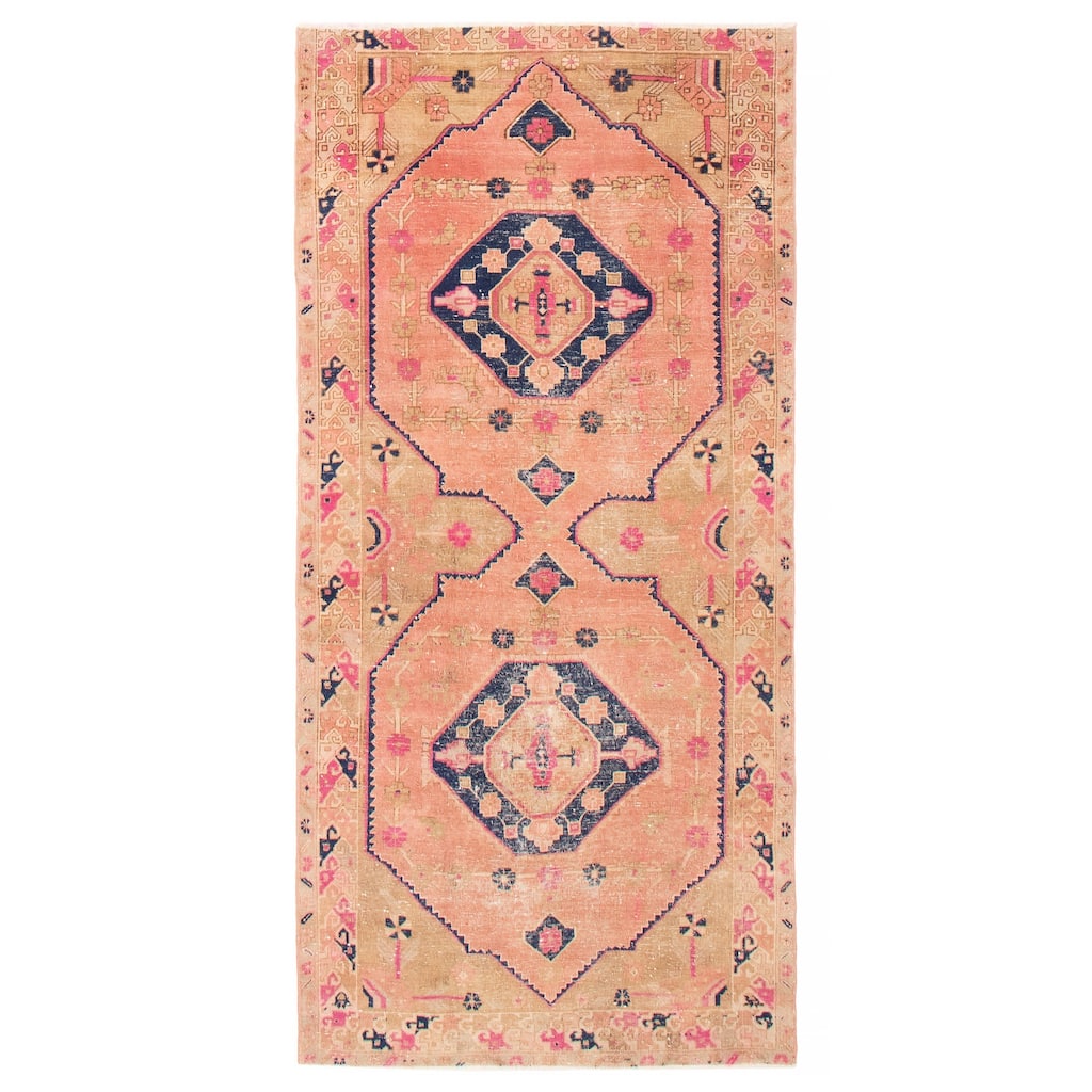 ECARPETGALLERY Hand-knotted Antalya Vintage Salmon Wool Rug - 4'5 x 9'2