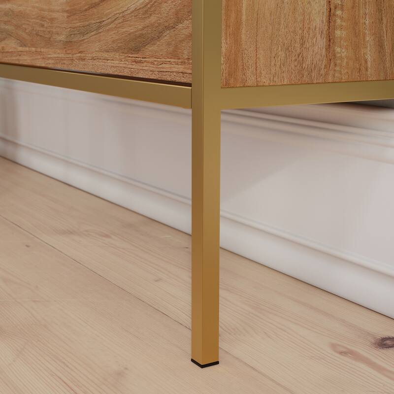 Wood Wall-Mounted Shoe Cabinet with Mirror, Brown - 30.24"W x 10.12"D x 44.02"H