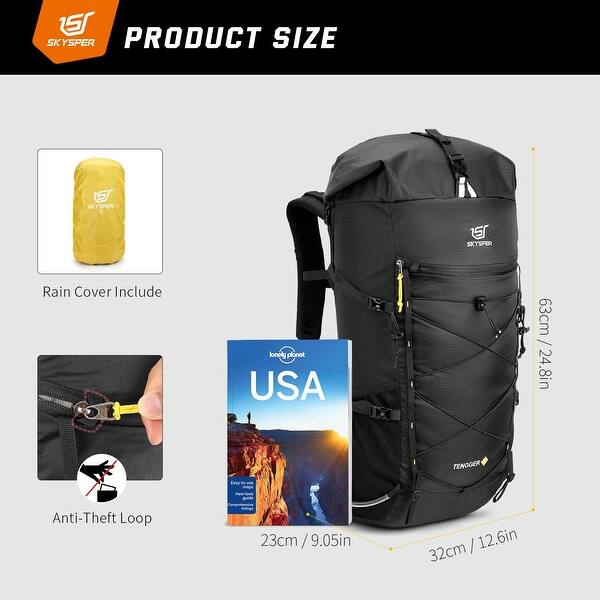 50l waterproof hiking camping backpack Travel with Rain Cover, Blue / 13.2 x 22.2 x 9.72 inches reducing materials Hiking backpack - Waterproof military