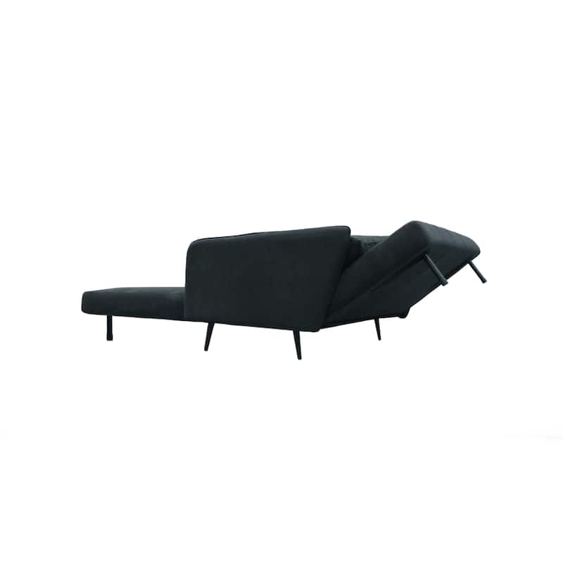 61"W Black Fabric Convertible Loveseat Sleeper With Pillows