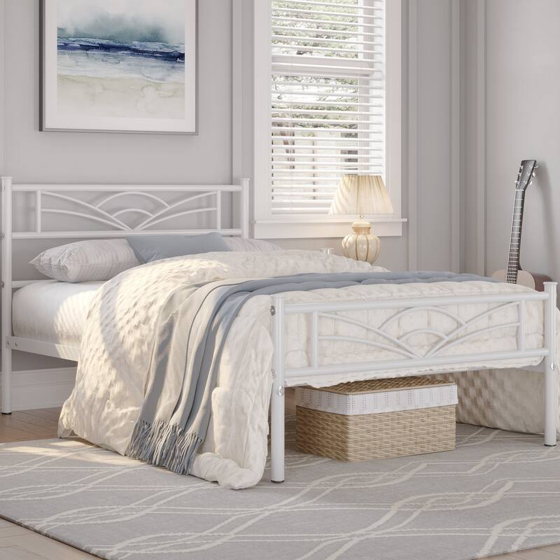 Yaheetech Metal Platform Bed Frame with Underbed Storage Bed Frame with Cloud-inspired Design Headboard