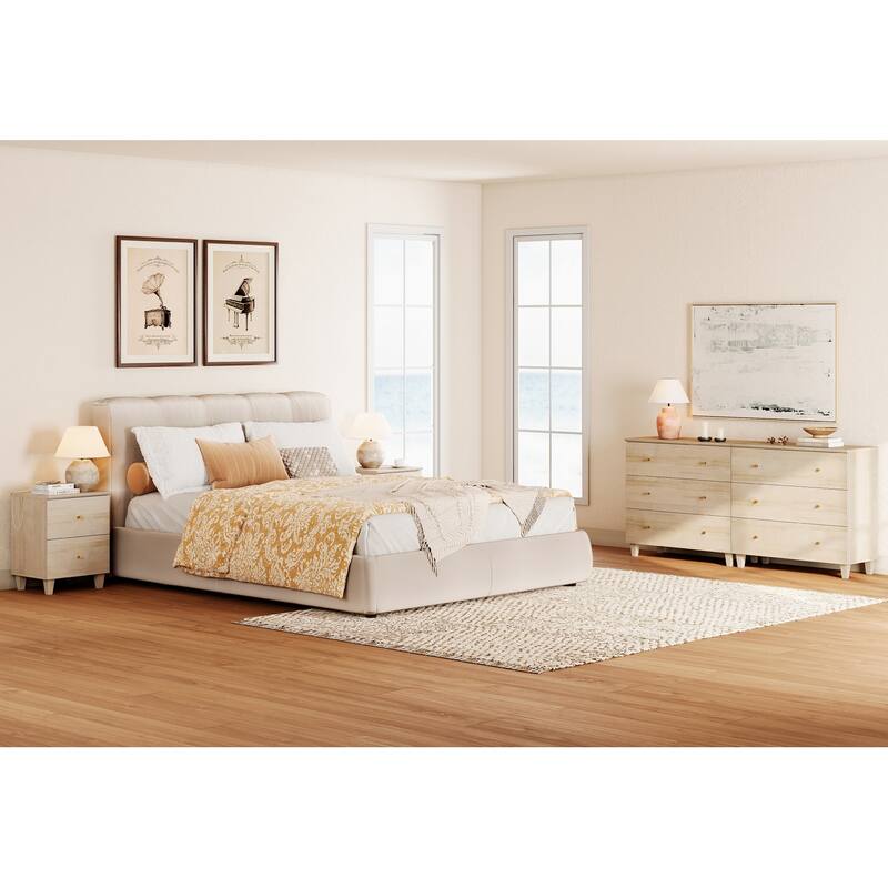 WAMPAT 6-Drawer Dresser and Nightstands Set of 3 for Bedroom, 70.8"