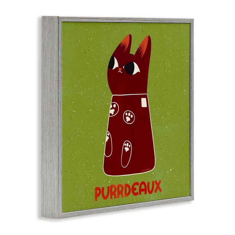 Stupell Purrdeaux Feline Wine Framed Giclee Art Design By Carrie Cantwell