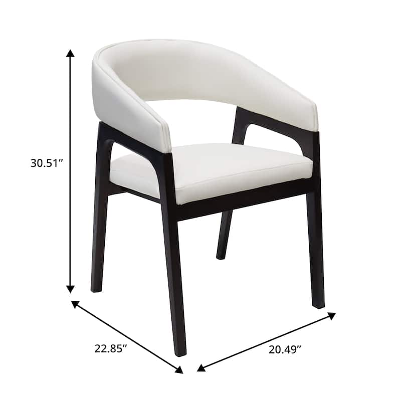 Cali Leather Dining Chair with Rubberwood Legs for Modern Kitchend and Dining Room Accent Arm Chair With Curved Open Back Design