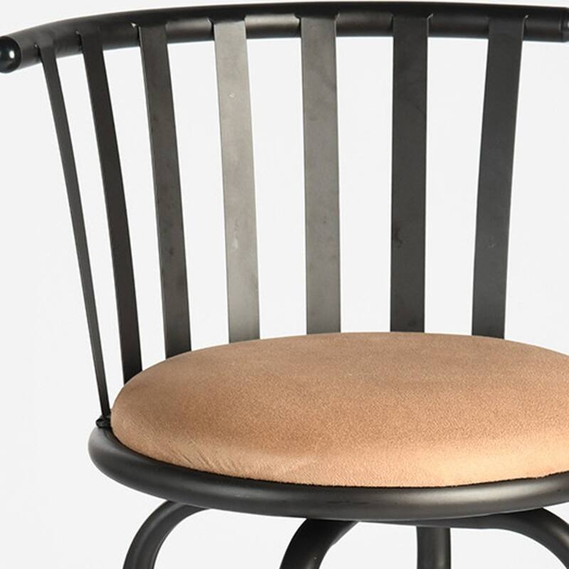 Brown Faux Leather Adjustable Bar Stool Armless with Swivel and Footrest
