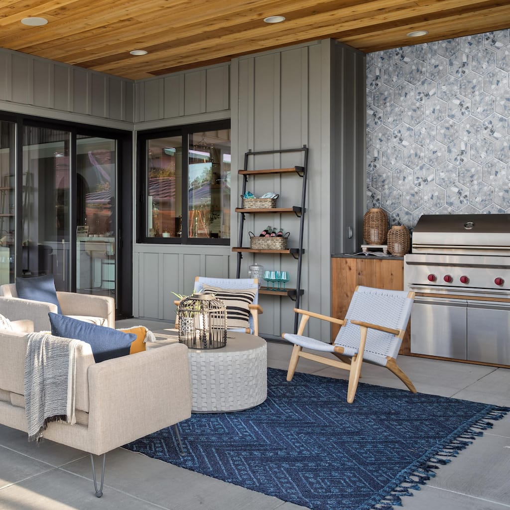 Merola Tile Recycle Hex River Blue 8-1/2" x 9-7/8" Porcelain Floor and Wall Tile